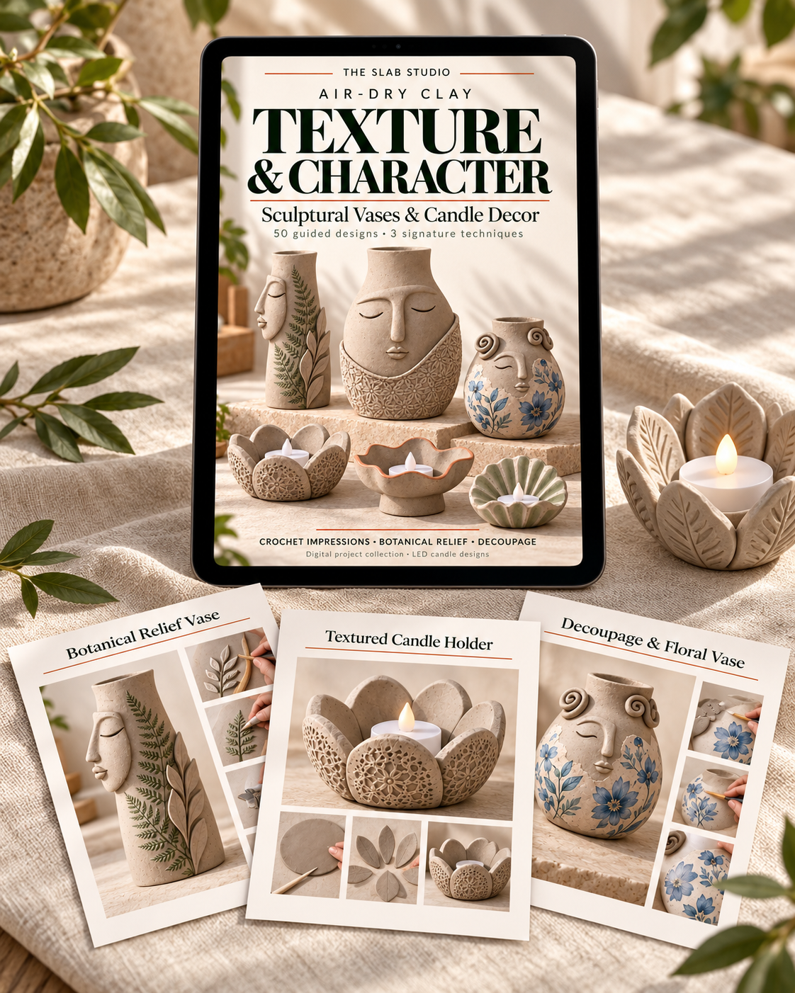 Clay Texture & Characters | 50 Air-Dry Clay Designs + 10 Technique Videos